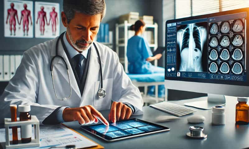 Un medico che esegue una diagnosi differenziale