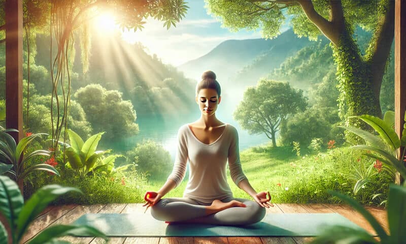 Una donna che pratica la mindfulness