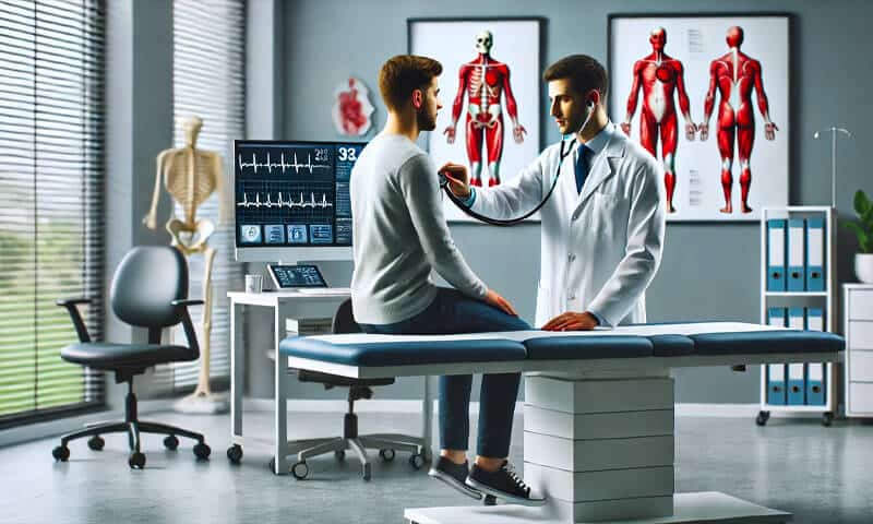 Un medico che visita un paziente