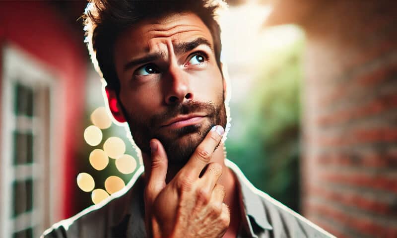 Un uomo che si chiede cosa sia la Lentigo Maligna