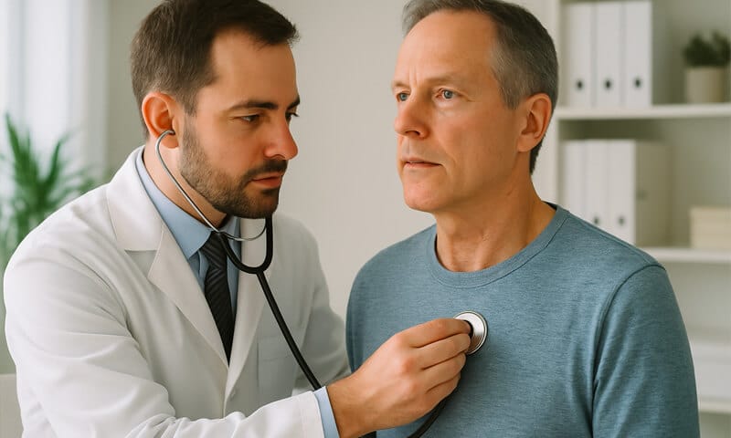 Un medico che esegue una diagnosi