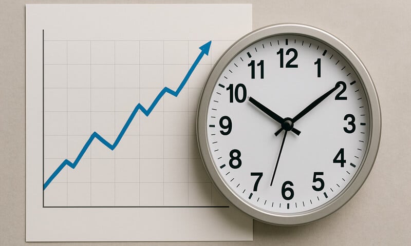 Grafico e orologio che rappresenta l'evoluzione nel tempo del nevo di Becker