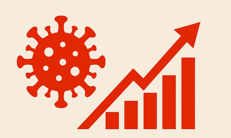 Immagine di un virus e un grafico che rappresentano la diffusione del lichen planus