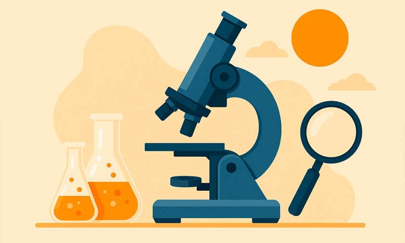Immagine di un microscopio e di una lente d'ingrandimento he rappresenta il metodo sperimentale e osservativo utilizzato da Piaget